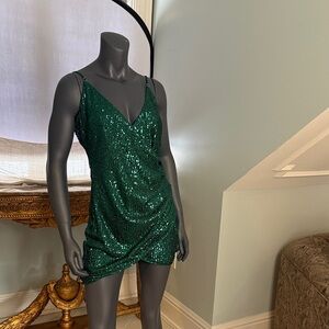 Green Sequin Mini Dress